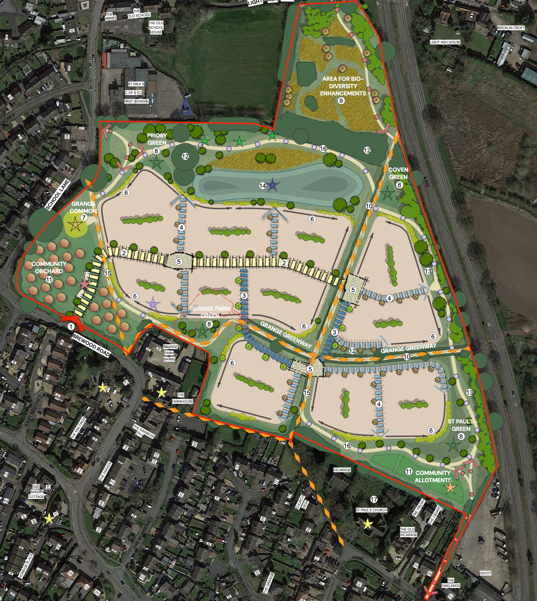 Illustrative outline layout of the proposed new neighbourhood