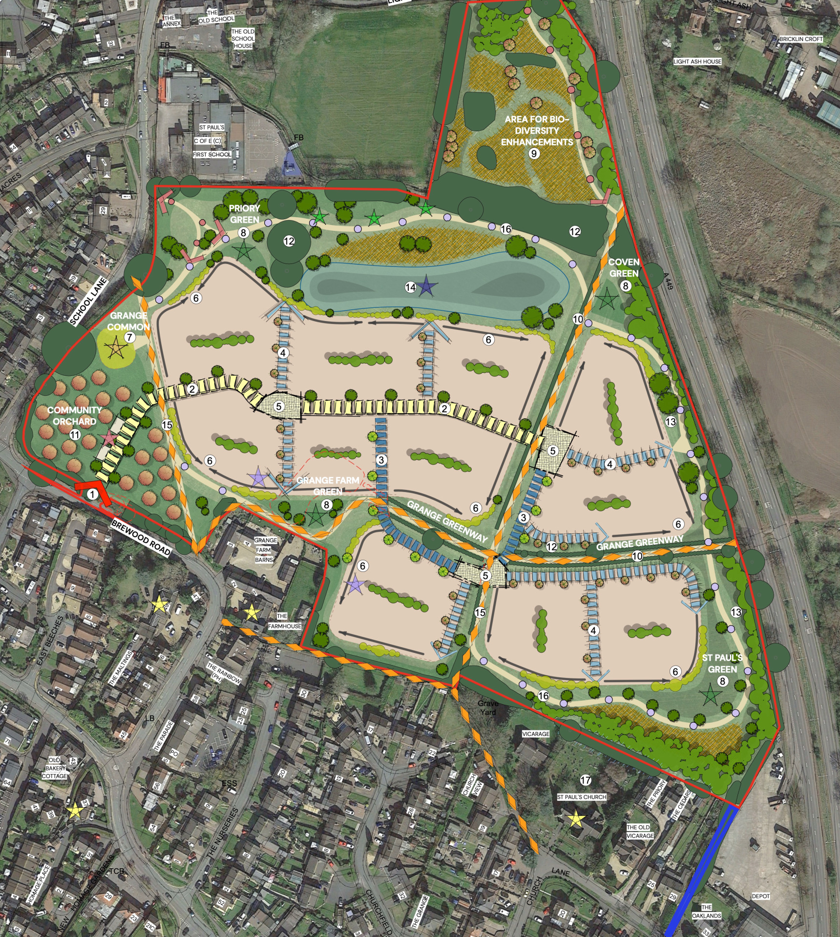 Illustrative outline layout of the proposed new neighbourhood